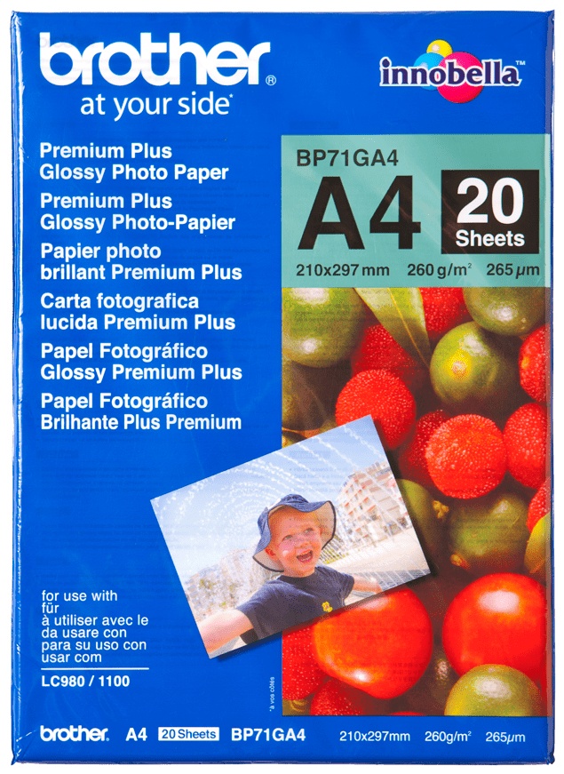 Brother Fotopapier BP71GA4 Glänzend | A4 | 260 g/m² | 20 Blatt