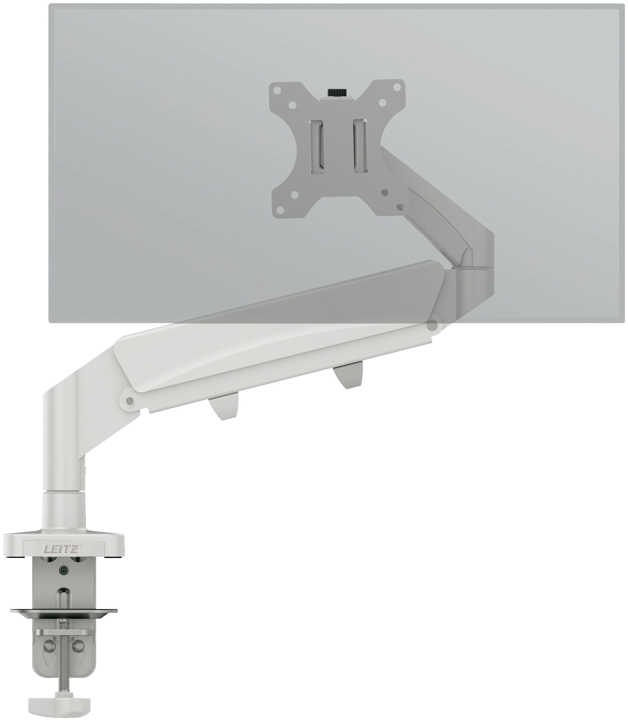 Leitz Ergo Monitorarm | für 1 Monitor | bis 32" | bis 9 kg | Tischklemme | höhenverstellbar | Lichtgrau