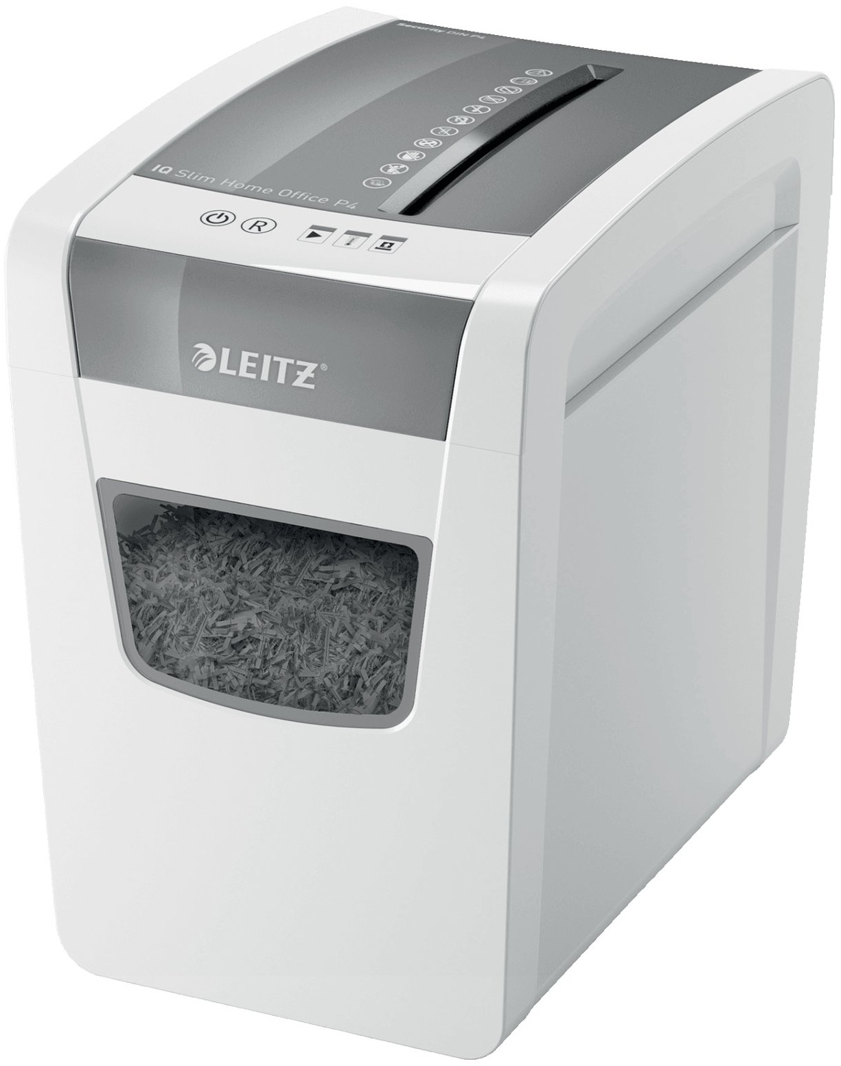 Leitz IQ Home Office Slim Aktenvernichter | P-4 Partikelschnitt | 10 Blatt | 23 l | Weiß