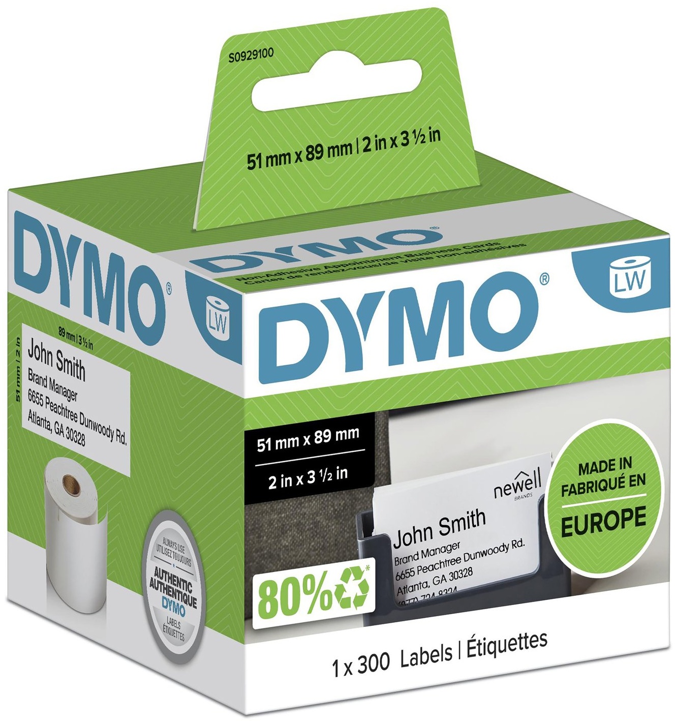 Dymo Etikettenrolle S0929100 | 51x89 mm | Weiß
