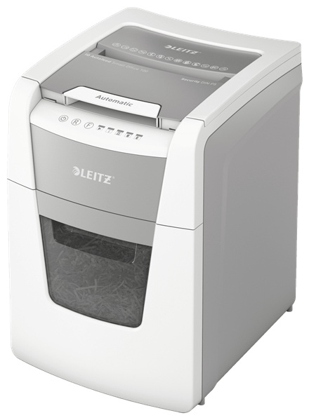 Leitz IQ Autofeed Small Office 100 Aktenvernichter | P-5 Mikroschnitt | 100 Blatt Autofeed | 34 l | Grau/Weiß