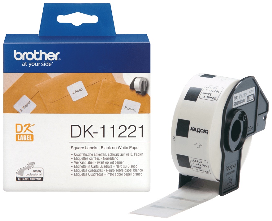Brother Etikettenrolle DK11221 | 23x23 mm | Weiß