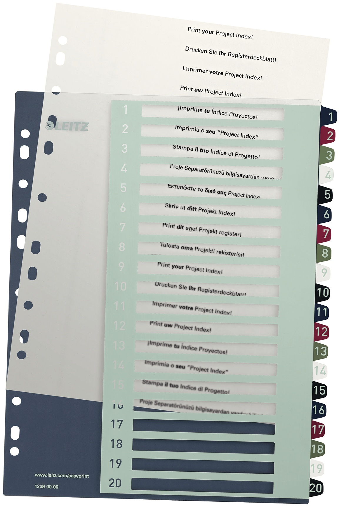 Leitz Register Style | DIN A4+ | 1-20 · 20-teilig | Mehrfarbig