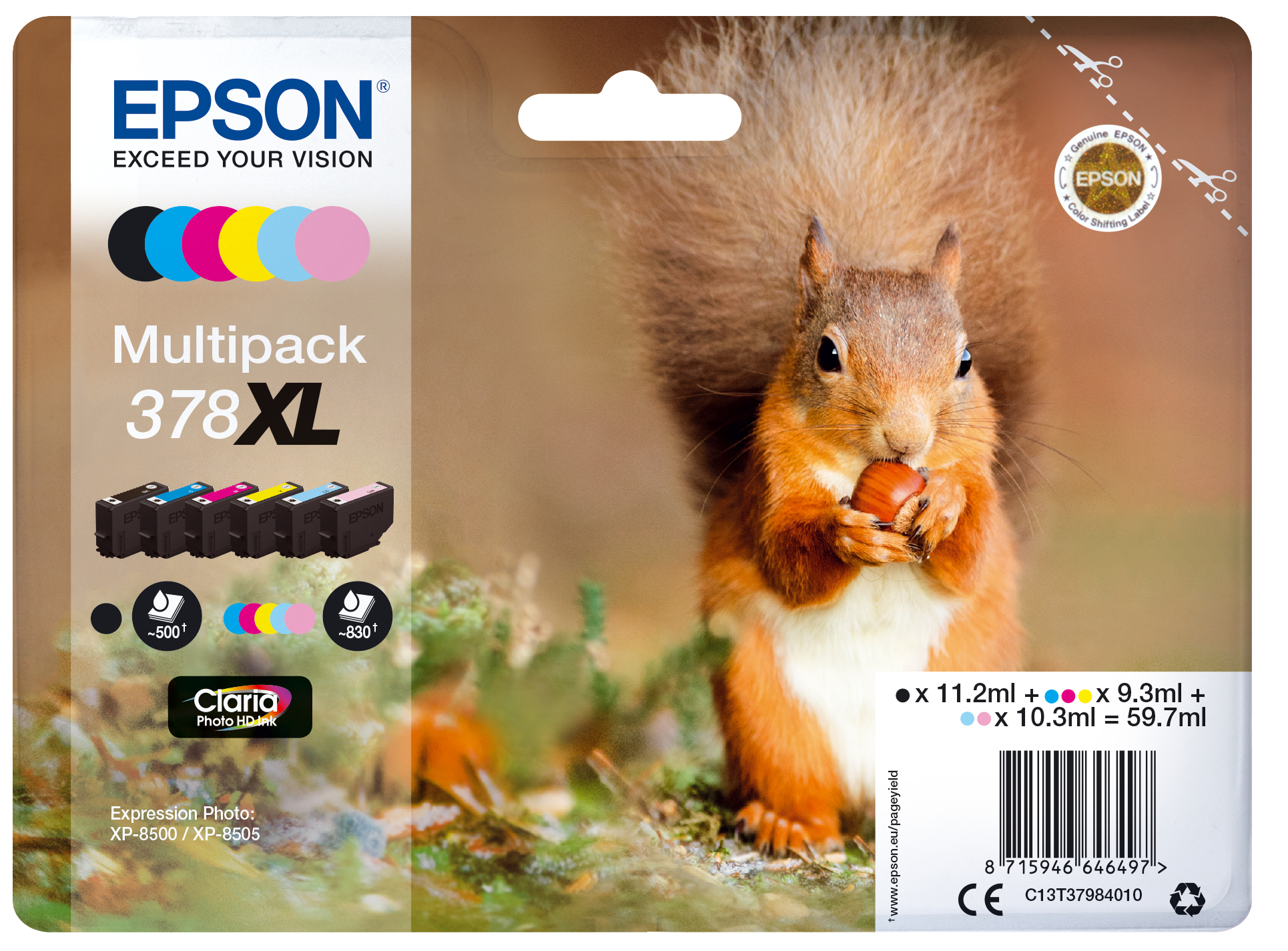 Original Epson 378XL | C13T37984010 Tinte Spar Set | 6 Farben XL