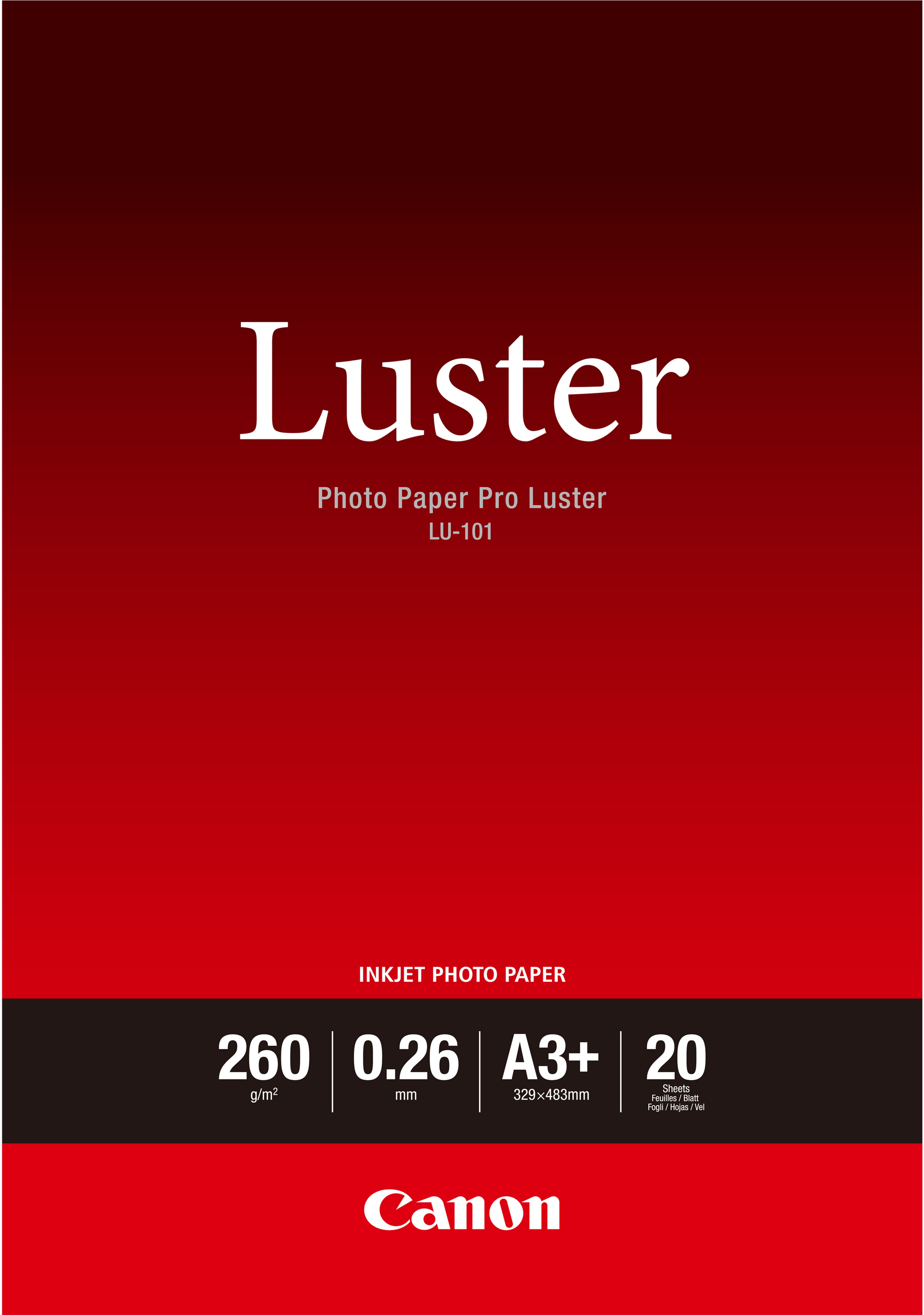 Canon Fotopapier LU-101 Hochglänzend | A3+ | 260 g/m² | 20 Blatt