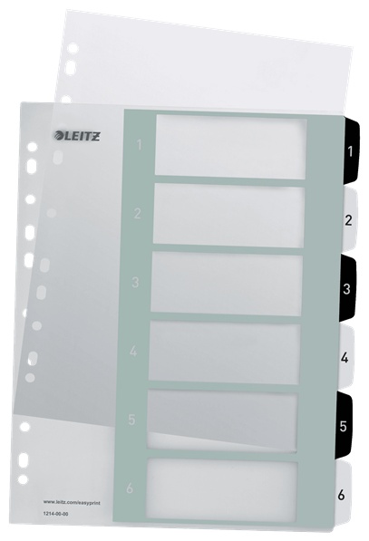 Leitz Register WOW | DIN A4 | 1-6 · 6-teilig | Schwarz, Weiß
