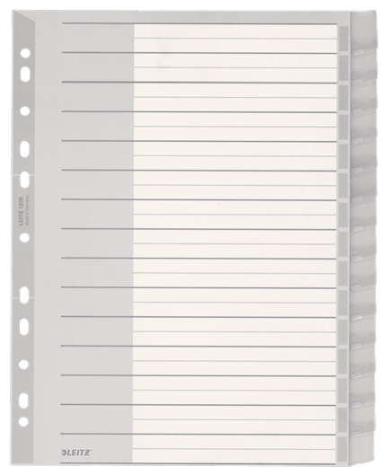 Leitz Register 1276 | DIN A4 | blanko · 15-teilig | Grau