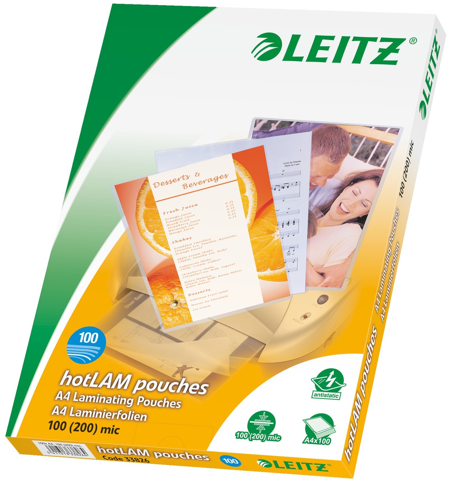 Leitz Laminierfolien A4 | 100 µm | glänzend | 100 Stück