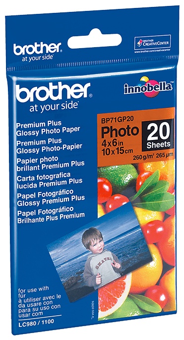 Brother Fotopapier BP71GP20 Glänzend | A6 | 260 g/m² | 20 Blatt