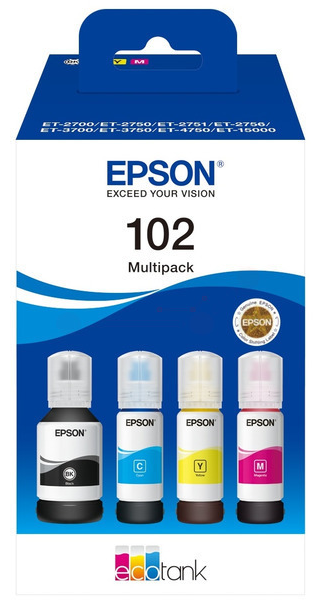 Original Epson 102 | T03R64 | C13T03R640 Tintenflaschen, 4er-Set