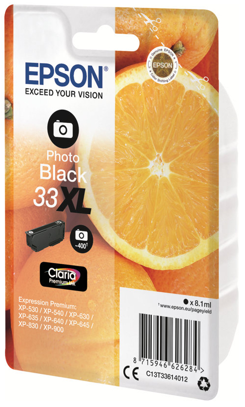 Original Epson 33XL | C13T33614012 Tinte Foto Schwarz XL