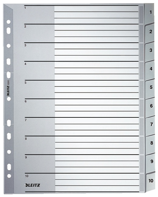 Leitz Register 1280 | DIN A4 | 1-10 · 10-teilig | Grau