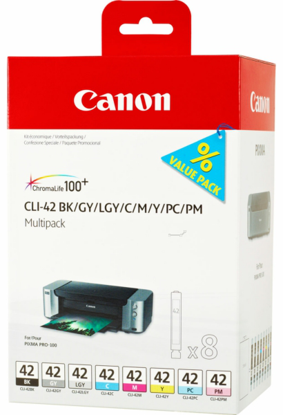 Original Canon 6384B010 | CLI42 Tinte BK/C/M/Y/PC/PM/GY/LGY Spar Set