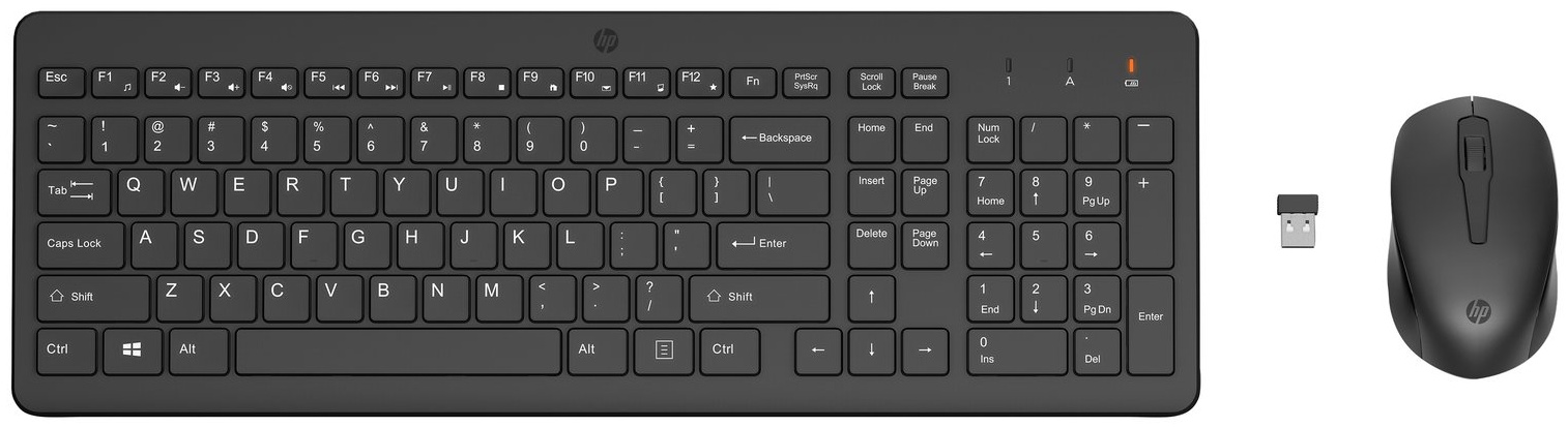 HP 330 Tastatur-Maus-Set | Funk (2,4 GHz) | QWERTZ (DE) | mit Ziffernblock | AAA-Batterie | Schwarz
