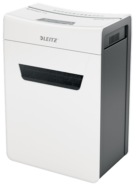 Leitz IQ 10X Protect Premium Aktenvernichter | P-4 Partikelschnitt | 10 Blatt | 18 l | Grau/Weiß