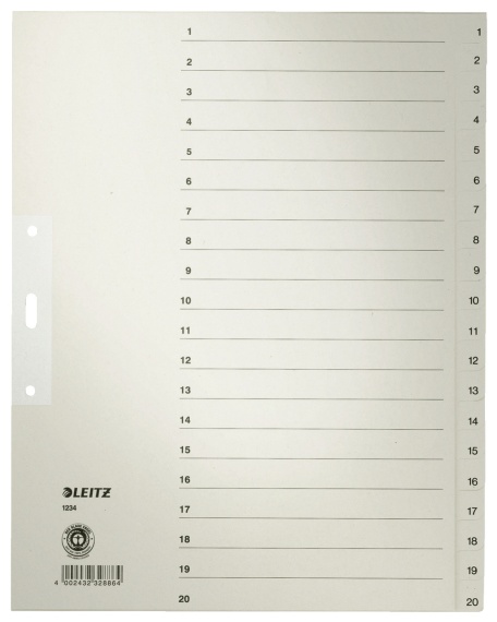 Leitz Register | DIN A4+ | 1-20 · 20-teilig | Grau