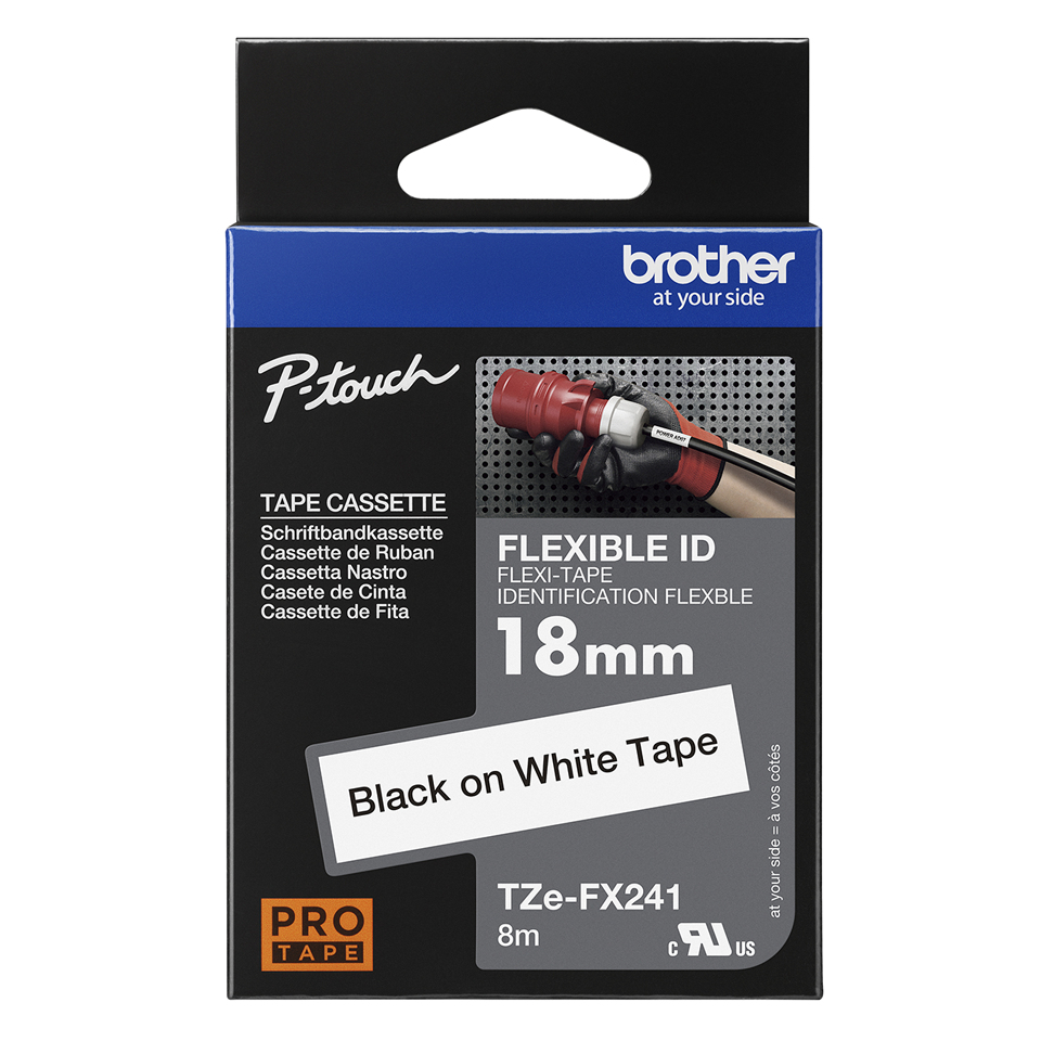 Brother Schriftband TZe-FX241 | 18 mm | Schwarz auf Weiß | 8 m