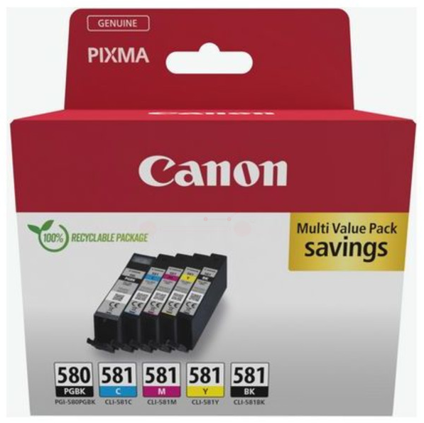 Original Canon 2078C005 | PGI580 PGBK + CLI581 BK/C/M/Y Tinte ( 5 Farben )