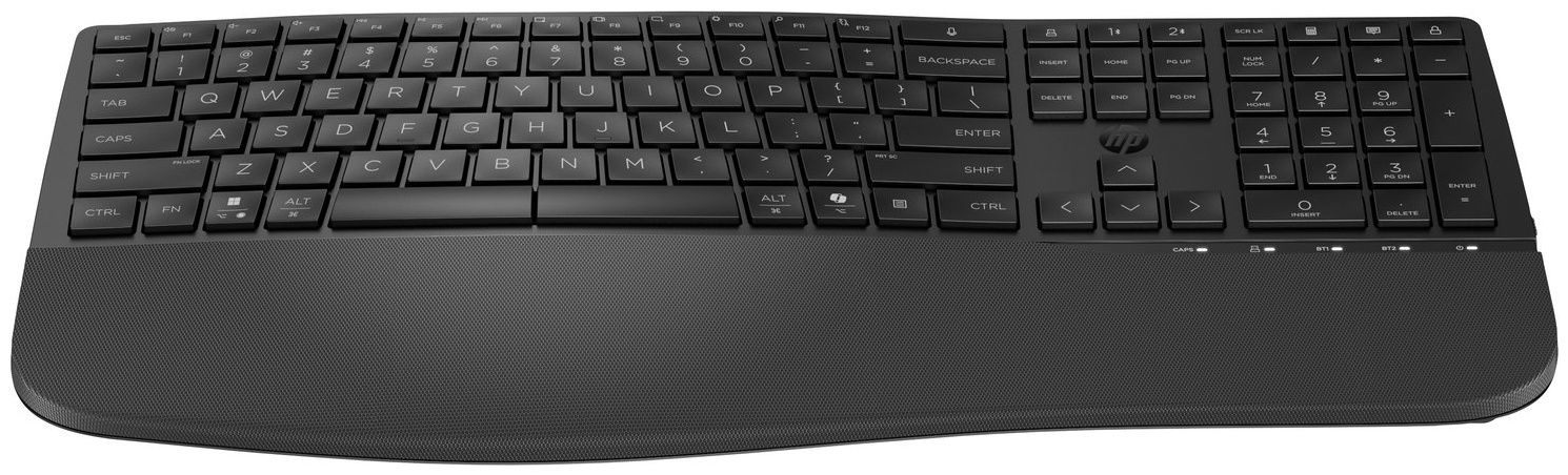HP 685 Tastatur | Funk + Bluetooth | QWERTZ (DE) | mit Ziffernblock | 2× AA-Batterie | Schwarz