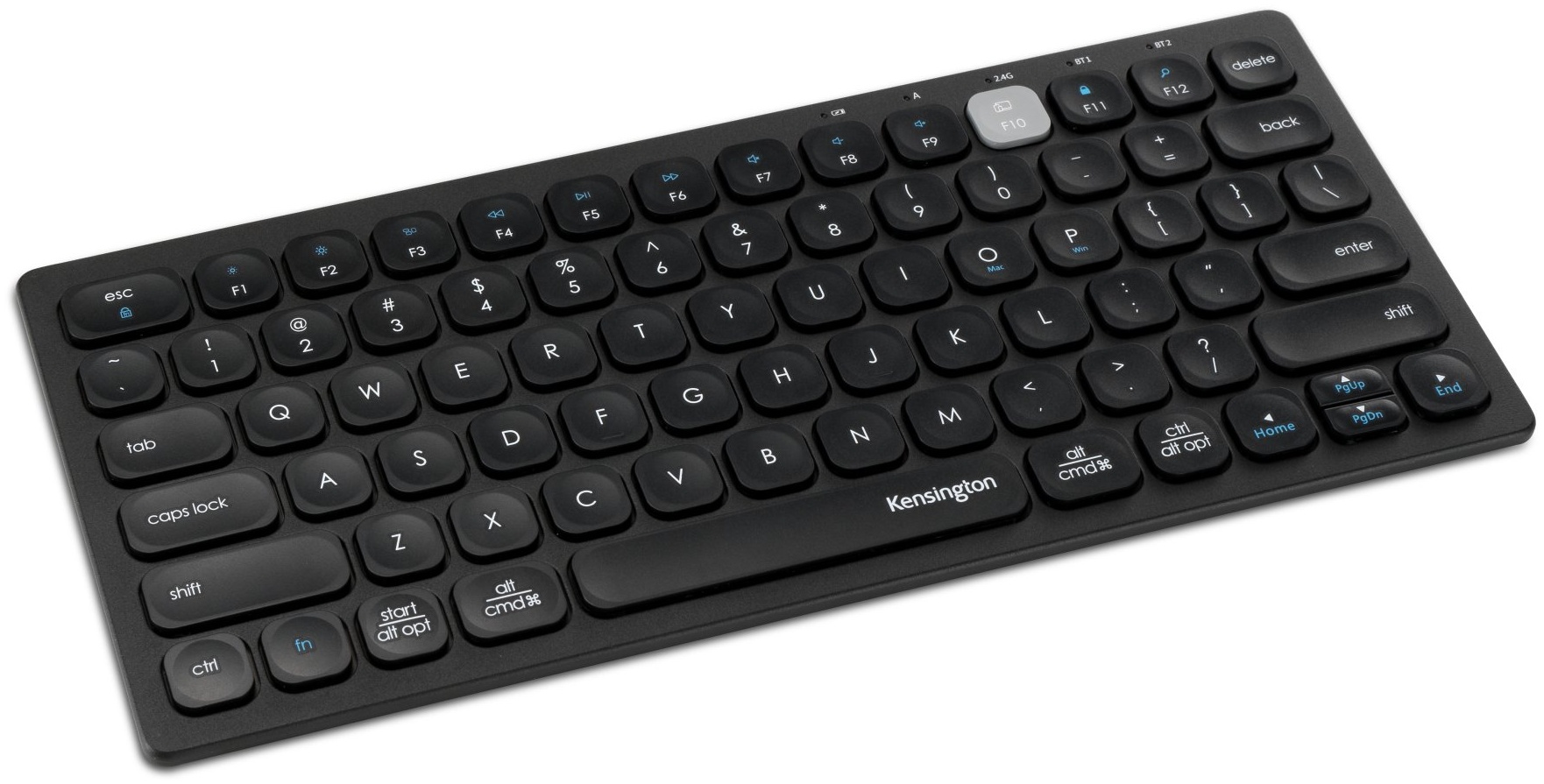 Kensington Multi-Device Dual Tastatur | Funk + Bluetooth | QWERTZ (DE) | ohne Ziffernblock | 2× AAA-Batterie | Schwarz