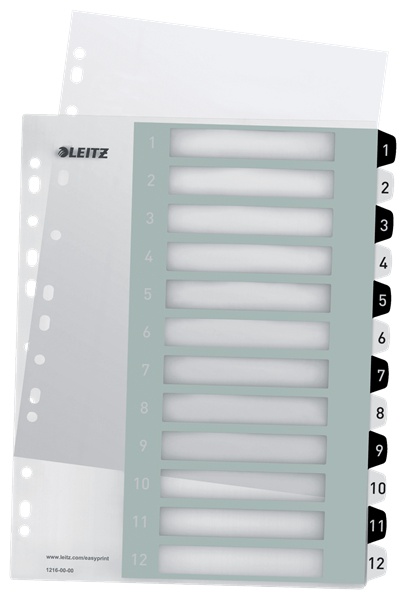 Leitz Register WOW | DIN A4 | 1-12 · 12-teilig | Schwarz, Weiß