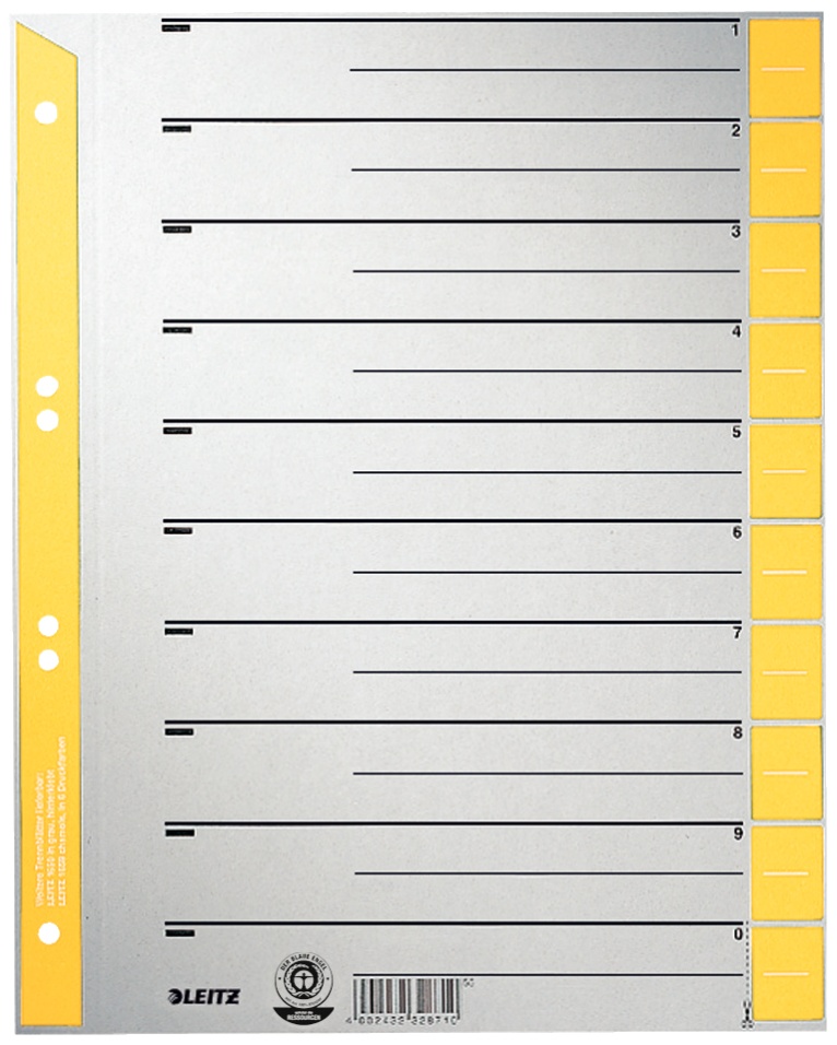 Leitz Trennblätter 1652 | DIN A4 | 1-0 | Gelb | 100er-Pack