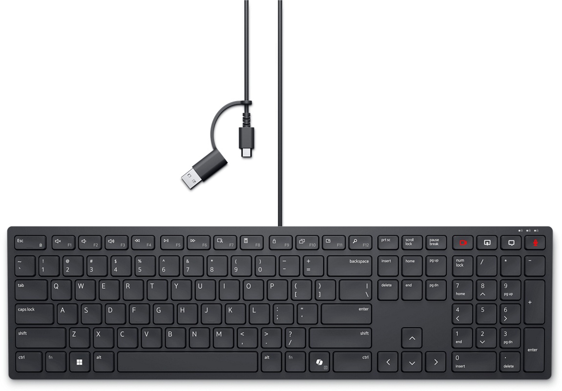 Dell KB525C Tastatur | Kabel (USB) | QWERTZ (DE) | mit Ziffernblock | beleuchtet | Schwarz