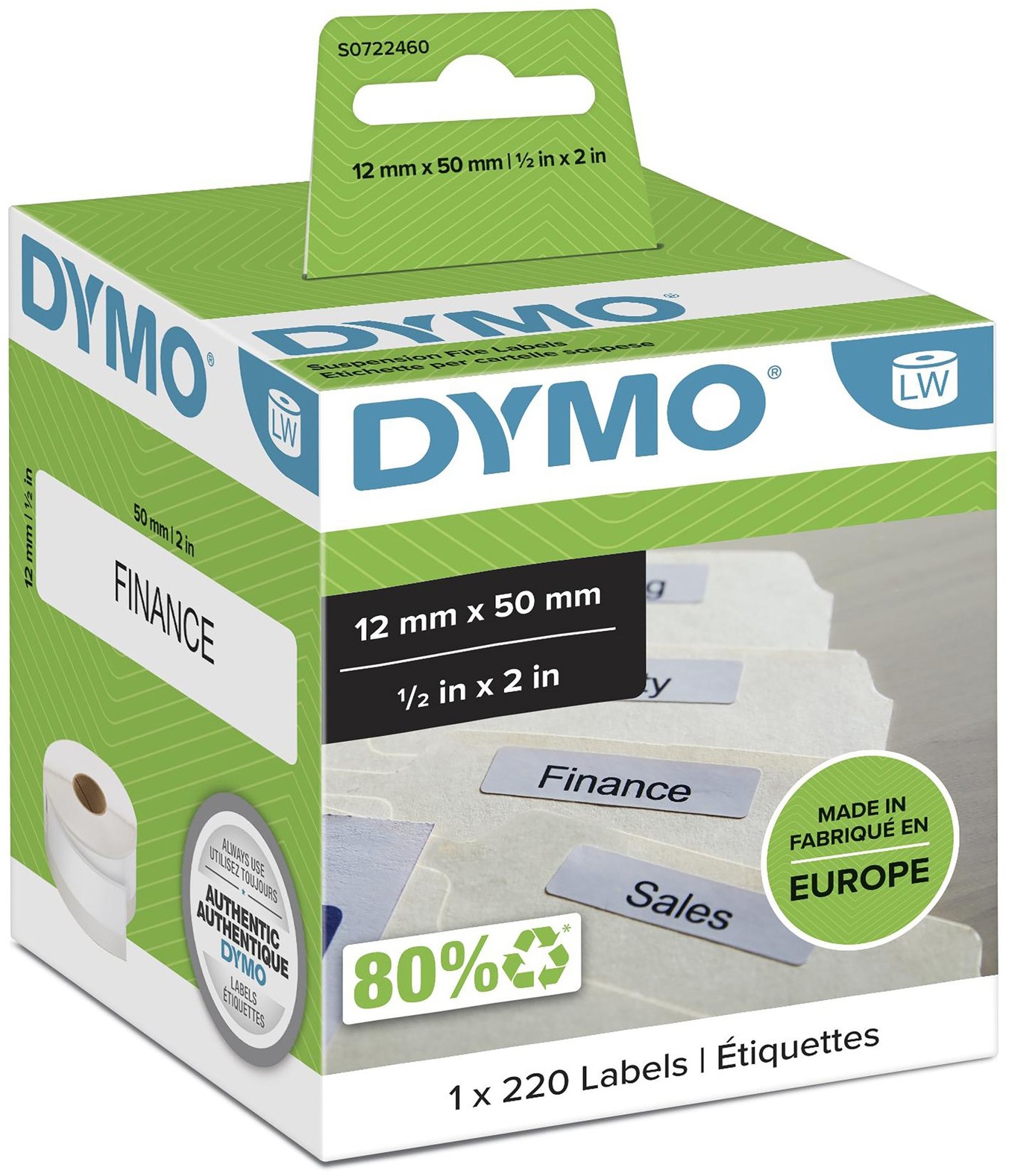Dymo Etikettenrolle S0722460 | 12x50 mm | Weiß