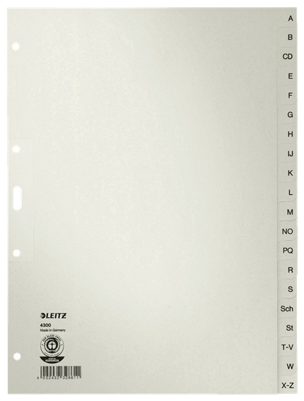 Leitz Register | DIN A4+ | A-Z · 20-teilig | Grau