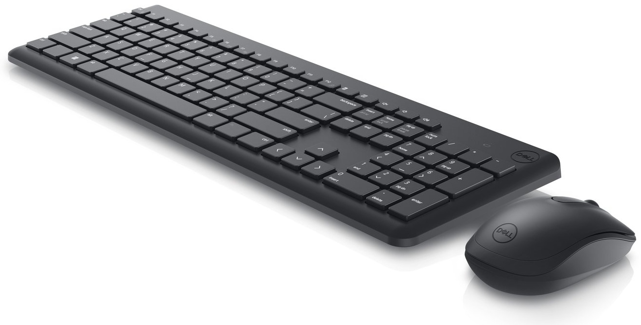 Dell KM3322W Tastatur-Maus-Set | Funk (2,4 GHz) | QWERTZ (DE) | mit Ziffernblock | 2× AAA-Batterie | Schwarz