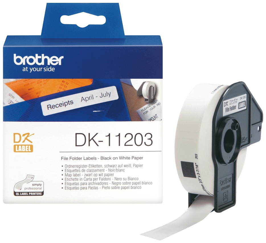 Brother Etikettenrolle DK11203 | 17x87 mm | Weiß