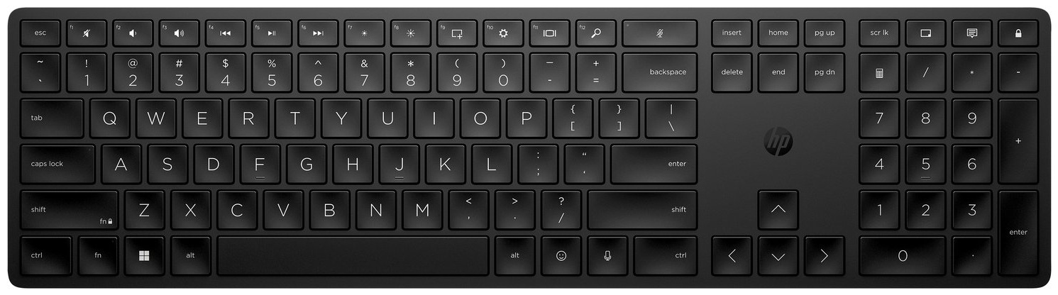 HP 450 Tastatur | Funk (2,4 GHz) | QWERTZ (DE) | mit Ziffernblock | 2× AAA-Batterie | Schwarz