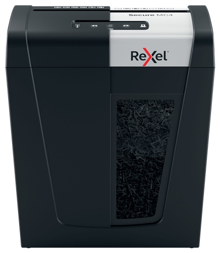 Rexel Secure MC4 Aktenvernichter | P-5 Mikroschnitt | 4 Blatt | 14 l | Schwarz/Silber
