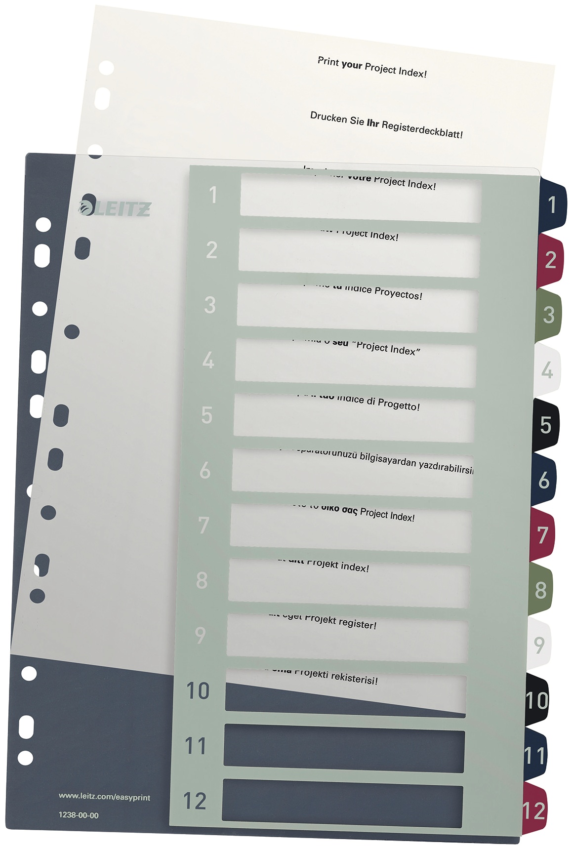 Leitz Register Style | DIN A4+ | 1-12 · 12-teilig | Mehrfarbig