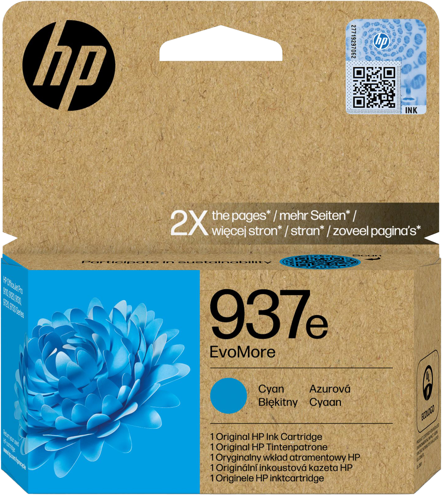 Original HP 937e | 4S6W6NE Tinte Cyan XL