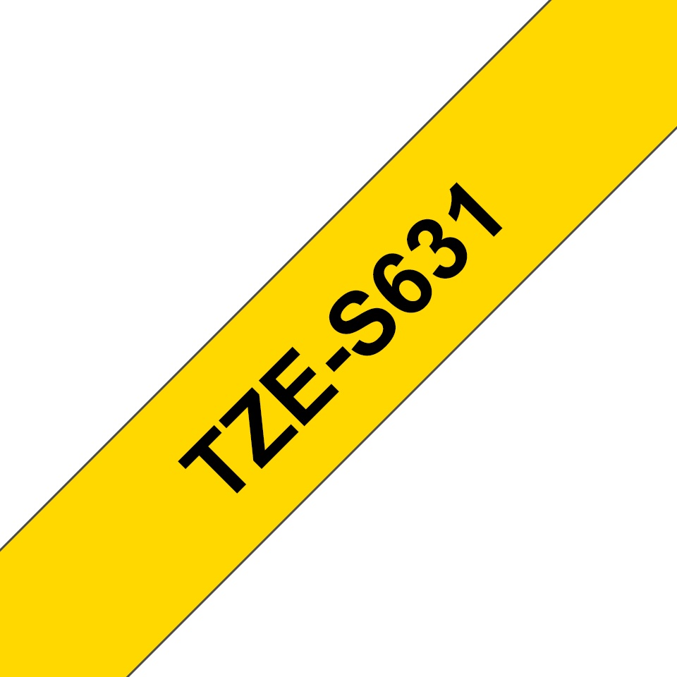 Brother Schriftband TZe-S631 | 12 mm | Schwarz auf Gelb | 8 m