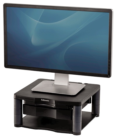 Fellowes Premium Plus Monitorständer | für 1 Monitor | bis 21" | bis 36 kg | Standfuß | höhenverstellbar | Graphit
