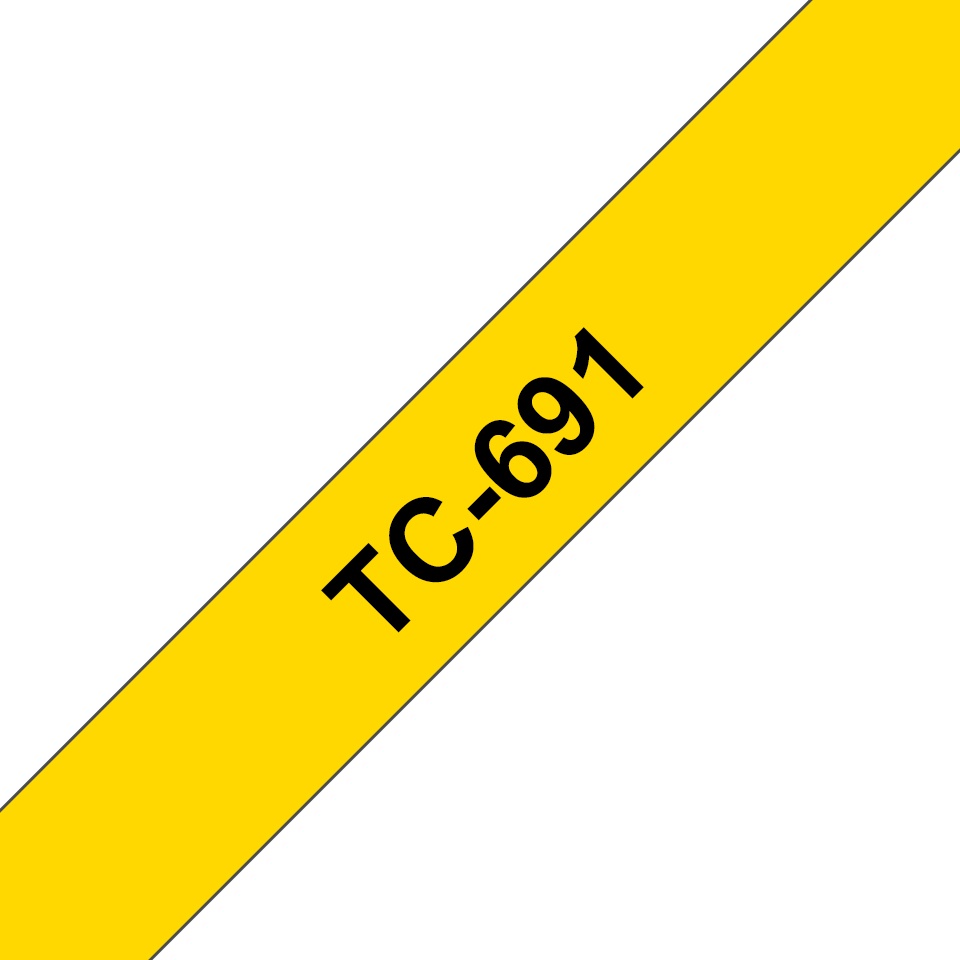 Brother Schriftband TC-691 | 9 mm | Schwarz auf Gelb | 7.7 m