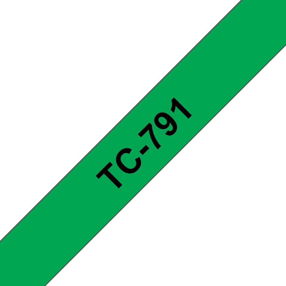 Brother Schriftband TC-791 | 9 mm | Schwarz auf Grün | 7.7 m