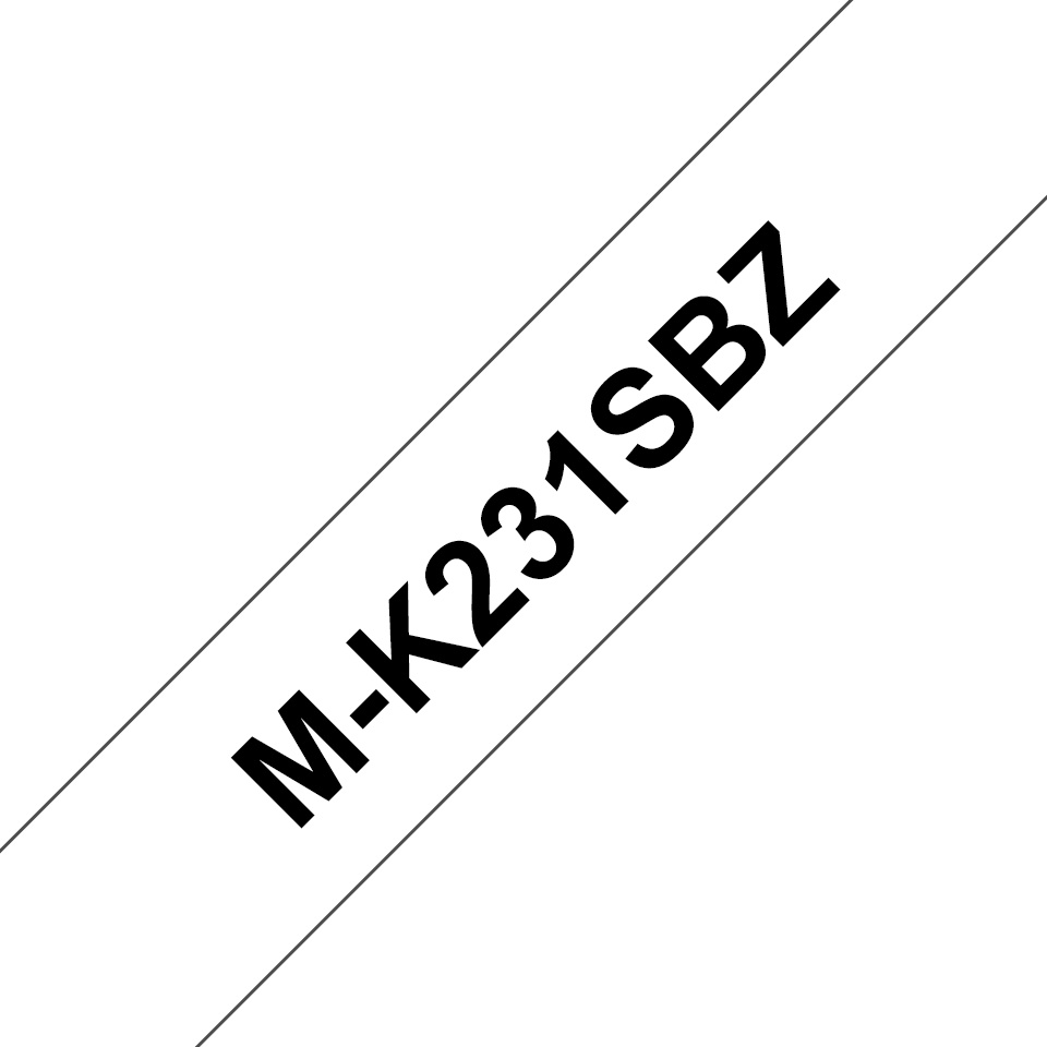 Brother Schriftband M-K M-K231 | 12 mm | Schwarz auf Weiß | 8 m
