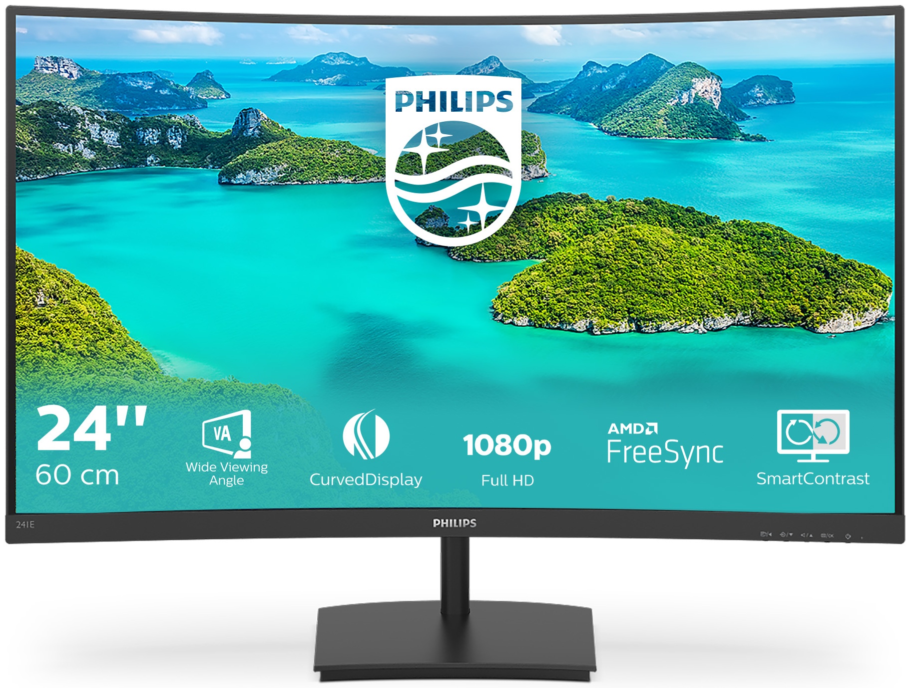 Philips E Line | 241E1SCA/00 Curved-Monitor 23,6 zoll | 59,9 cm | Full HD | 1920 x 1080 | Schwarz
