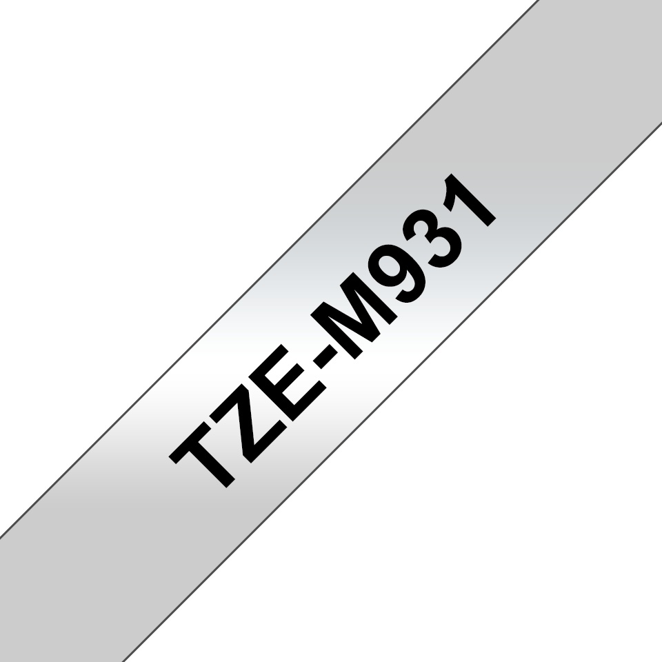 Brother Schriftband TZe-M931 | 12 mm | Schwarz auf Silber | 8 m