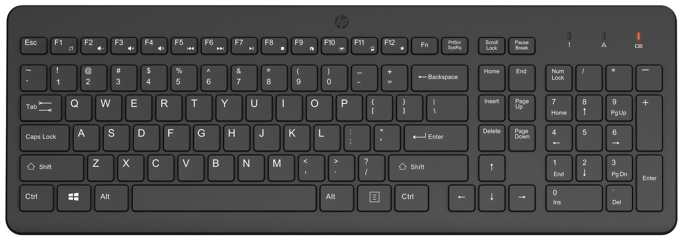 HP 220 Tastatur | Funk (2,4 GHz) | QWERTZ (DE) | mit Ziffernblock | AAA-Batterie | Schwarz