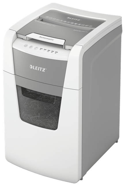 Leitz IQ Autofeed Small Office 150 Aktenvernichter | P-4 Partikelschnitt | 150 Blatt Autofeed | 44 l | Grau/Weiß
