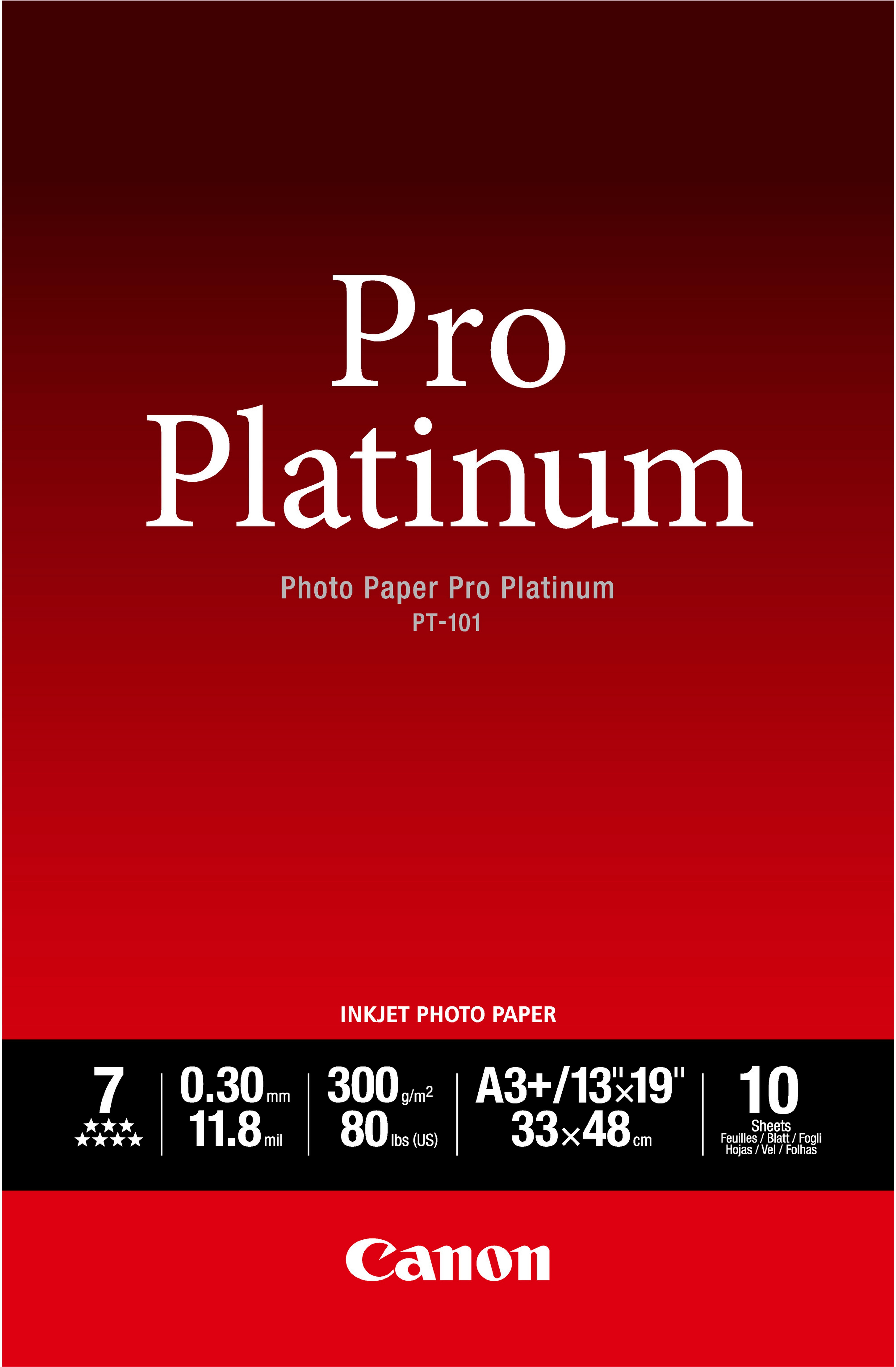 Canon Fotopapier PT-101 Glänzend | A3+ | 300 g/m² | 10 Blatt