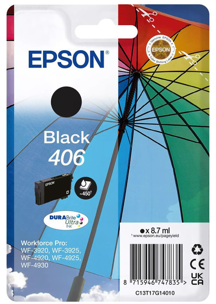 Original Epson 406 | C13T17G14010 Tintenpatrone Schwarz