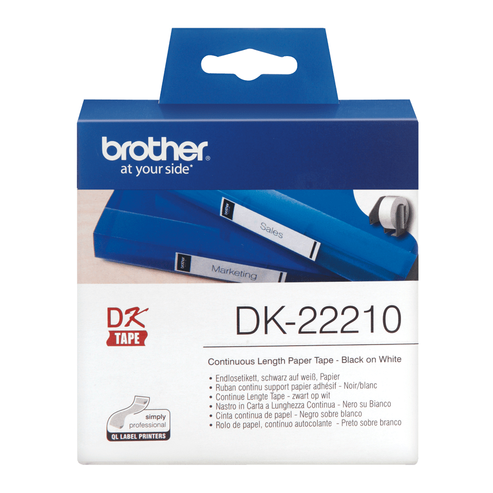 Brother Endlosetikett DK-22210 | 29 mm | Weiß | Papier