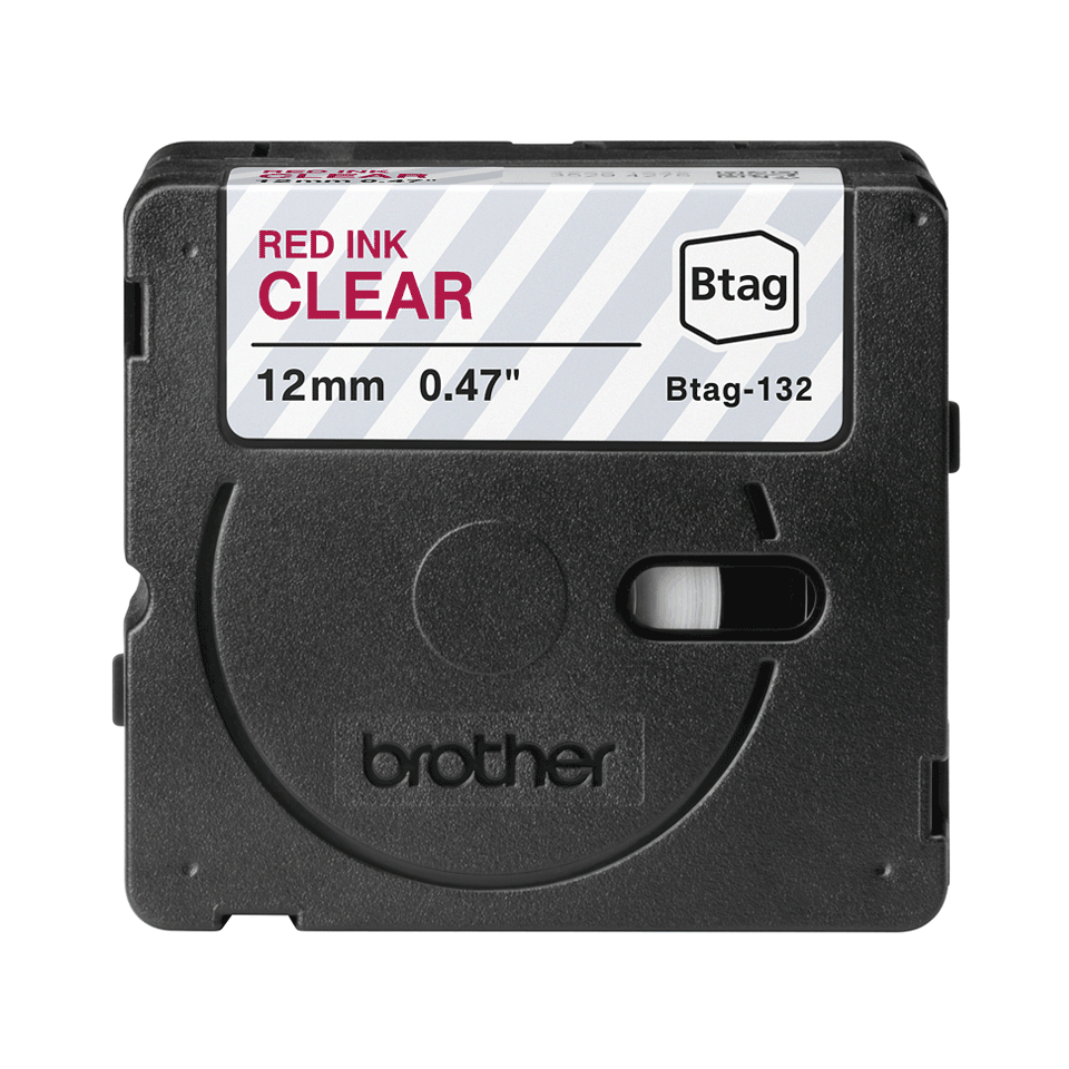 Brother Schriftband Btag BTAG132 | 12 mm | Rot auf Transparent | 4 m