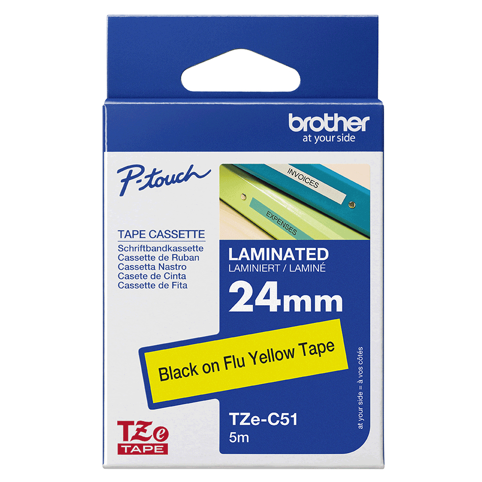 Brother Schriftband TZe-C51 | 24 mm | Schwarz auf Gelb | 5 m