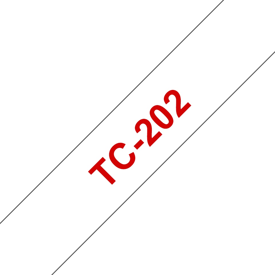 Brother Schriftband TC-202 | 12 mm | Rot auf Weiß | 7.7 m